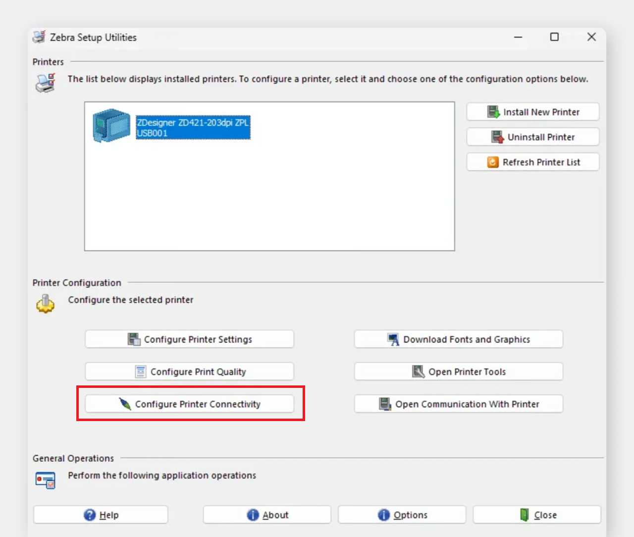 프린터 선택 후 버튼누르기